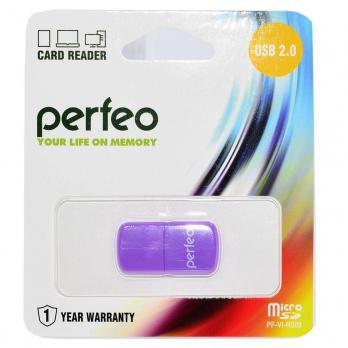 Картридер PERFEO Micro SD - USB (PF-VI-R009) фиолетовый