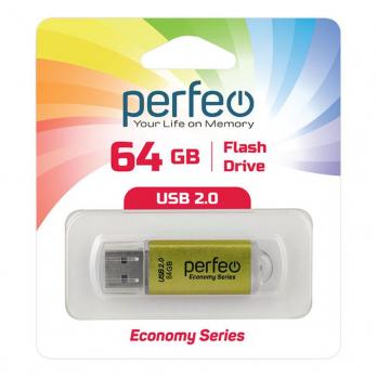 64GB USB 2.0 Flash Drive PERFEO E01 золото (PF-E01Gl064ES)