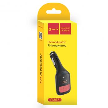 FM модулятор FM-02 (Дисплей/Пульт/USB/Micro SD/AUX) черный/красный/коробка