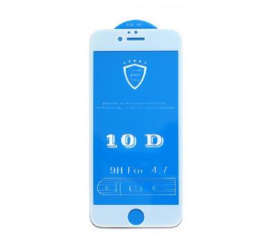 Защитное стекло 10D для Iphone 6/6S (белый) тех.пак SH