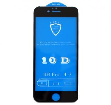 Защитное стекло 10D для Iphone 6/6S (черный) тех.пак SH